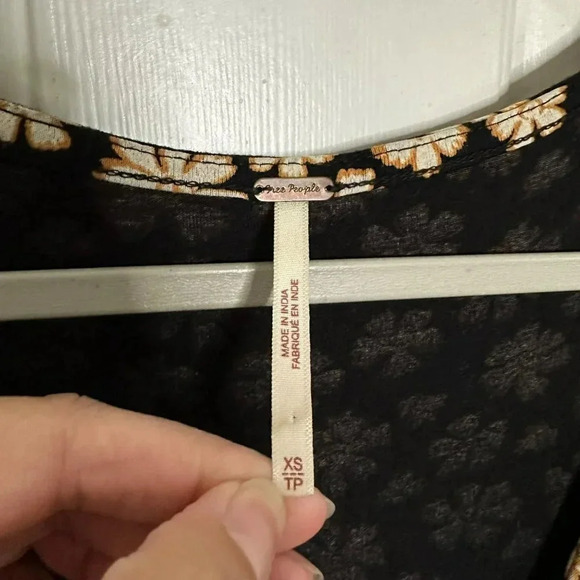 Free People Dress Pradera Floral Wrap Mini Dress Tie Waist Black Size XS - Picture 5 of 7